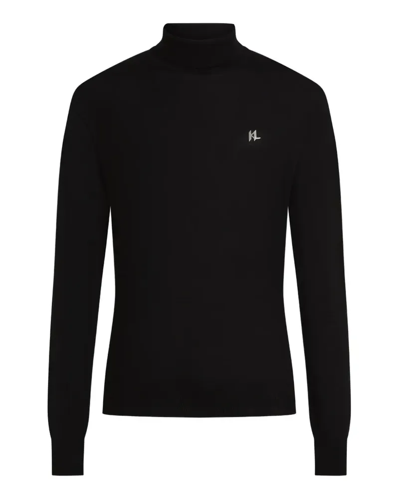 Karl Lagerfeld Rollkragenpullover mit Monogramm - Schwarz Schwarz