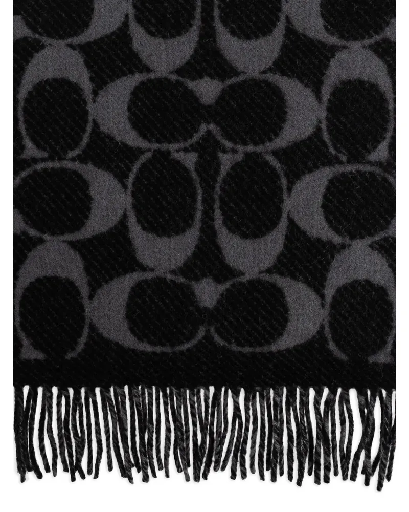 Coach Jacquard-Schal mit Fransen - Schwarz Schwarz