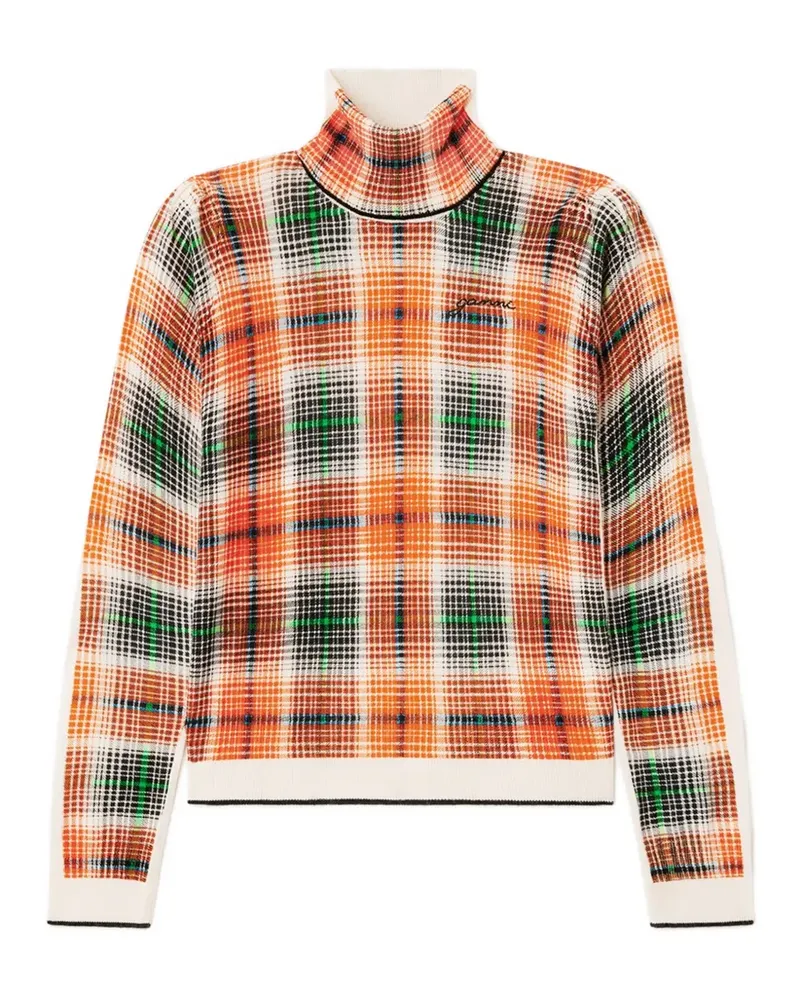 Ganni Karierter Rollkragenpullover - Orange Orange