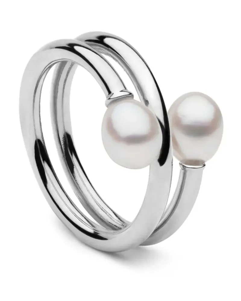 AUTORE MODA 9kt Camille Weißgoldring mit Perle Weiß