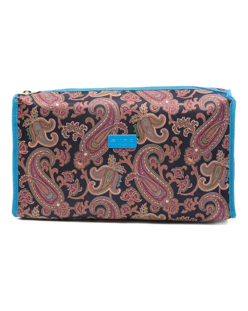 Etro Trapez-Kulturbeutel mit Paisley-Print - Blau Blau
