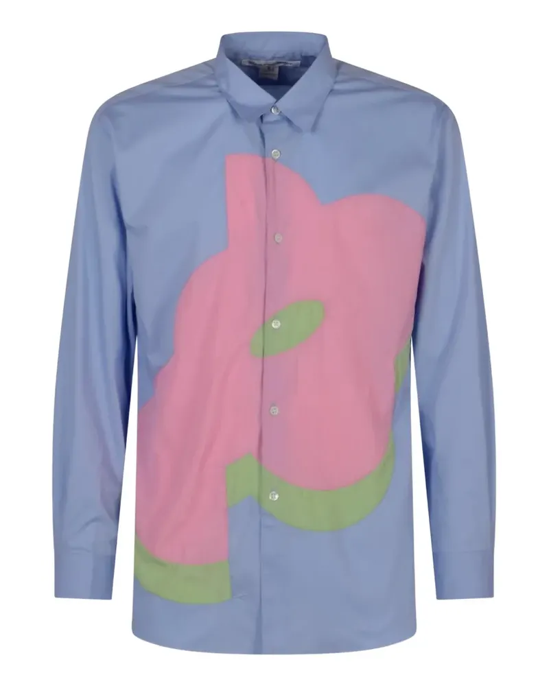 Comme des Garçons Patchwork-Hemd mit abstraktem Print - Blau Blau