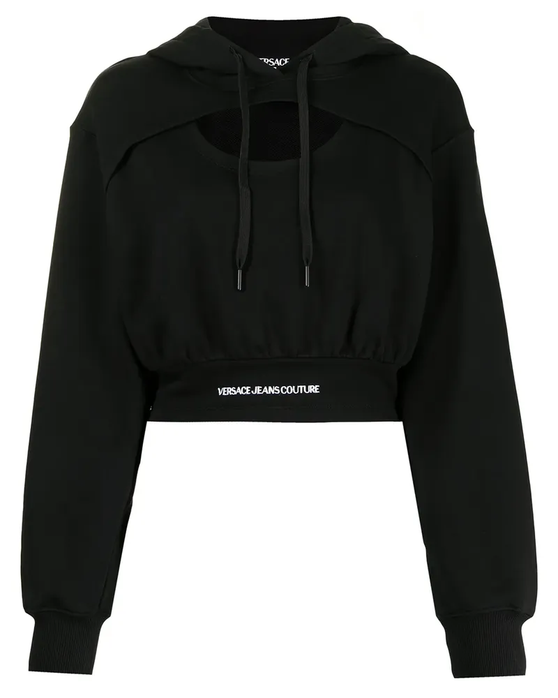 Versace Jeans Hoodie mit Logo-Bund - Schwarz Schwarz