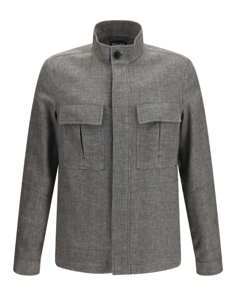 Ermenegildo Zegna high-neck flap-pocket shirt jacket - Grau Grau