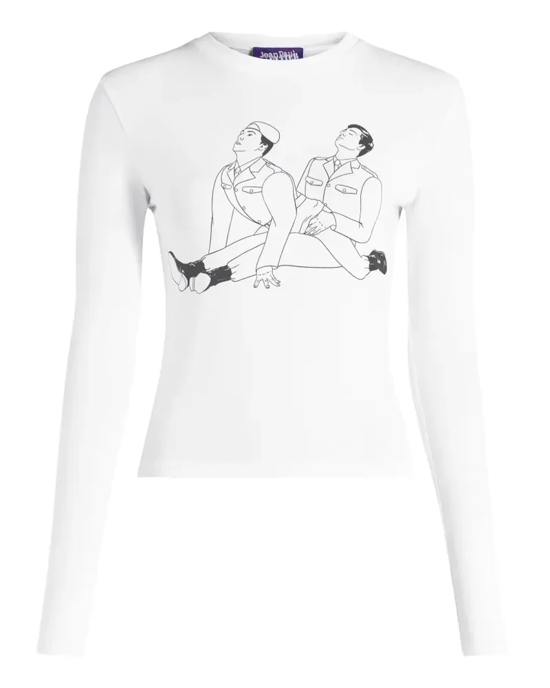 Jean Paul Gaultier Kamasutra Langarmshirt aus Baumwollstretch-Jersey mit Print - Weiß Weiß