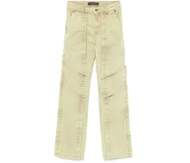Straight-Leg-Jeans mit Kontrasteinsätzen - Grün