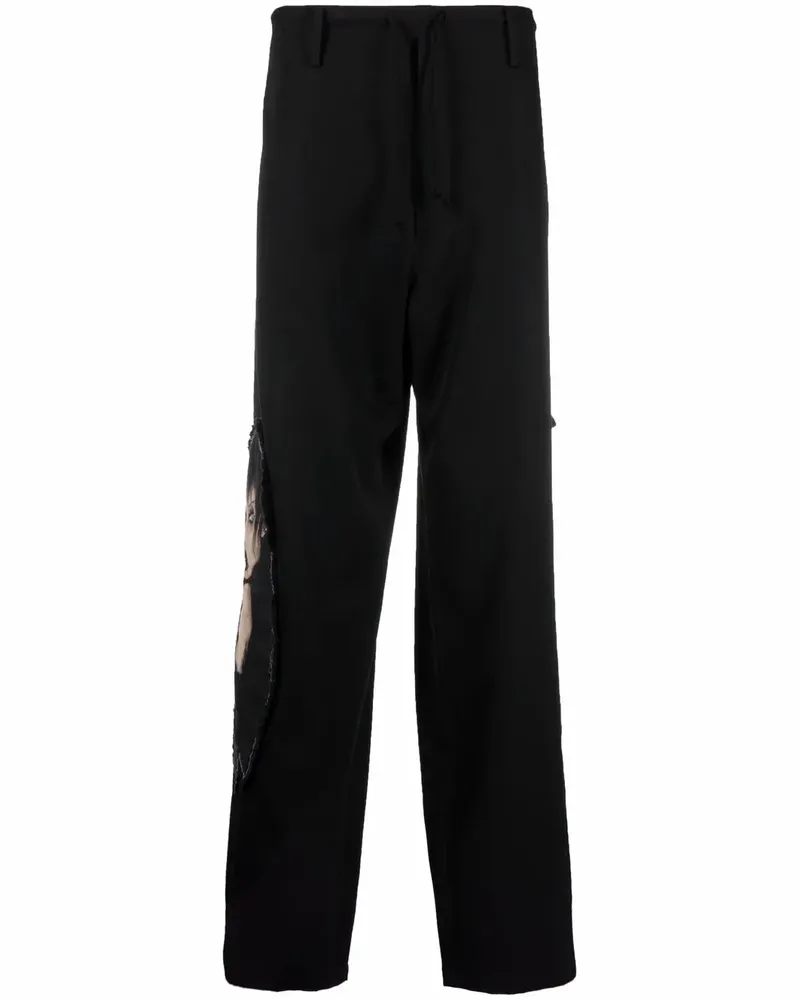 Yohji Yamamoto Gerade Hose mit Kordelzug - Schwarz Schwarz