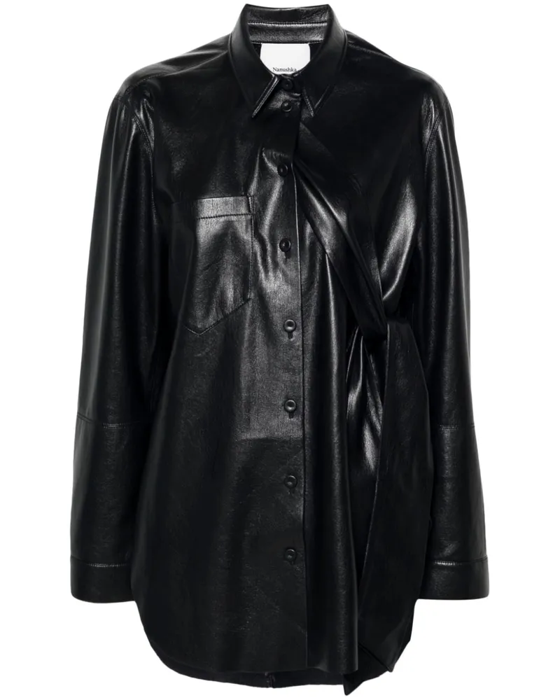 Nanushka Hemd aus Faux-Leder - Schwarz Schwarz