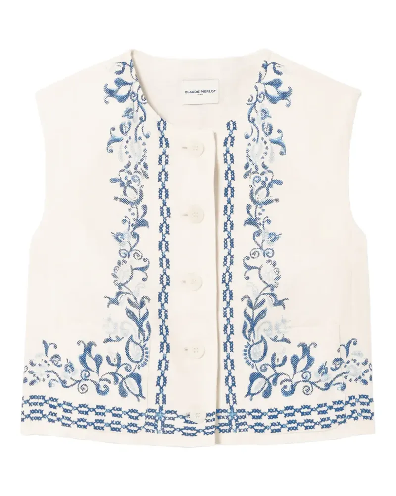 Claudie Pierlot floral-print linen waistcoat - Nude Nude