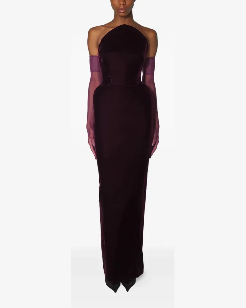 Thierry Mugler Schulterfreies Maxikleid - Rot Rot