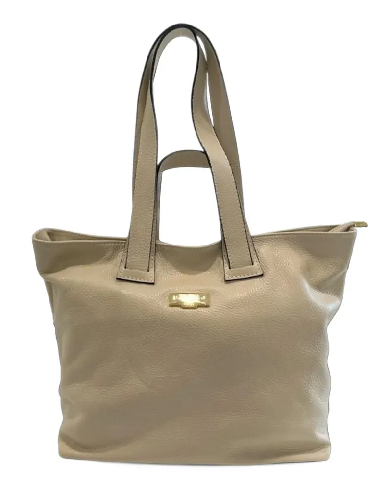 Baldinini grained leather tote bag - Nude Nude