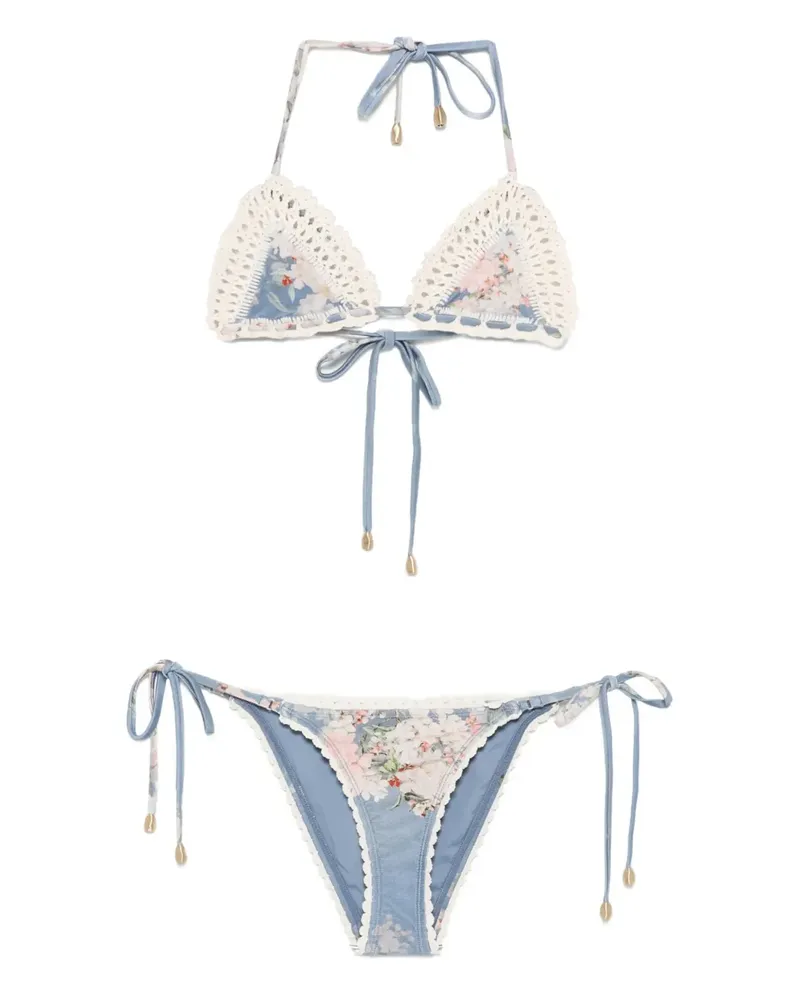 Zimmermann Bikini mit Blumen-Print - Blau Blau