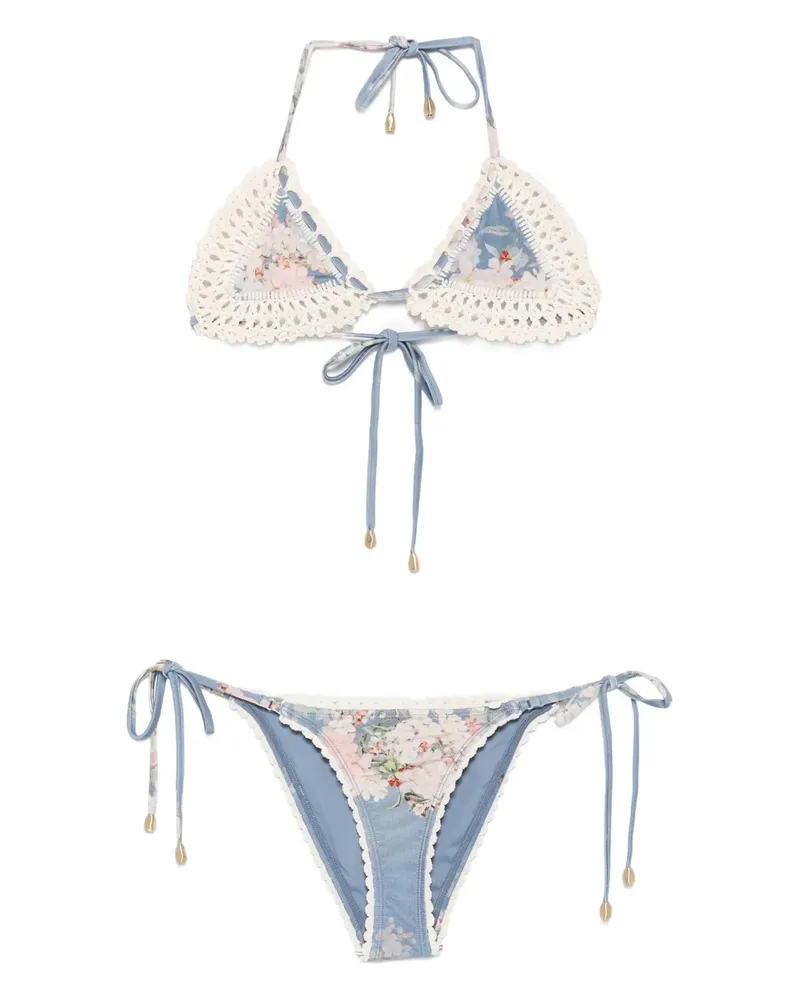Zimmermann Bikini mit Blumen-Print - Blau Blau