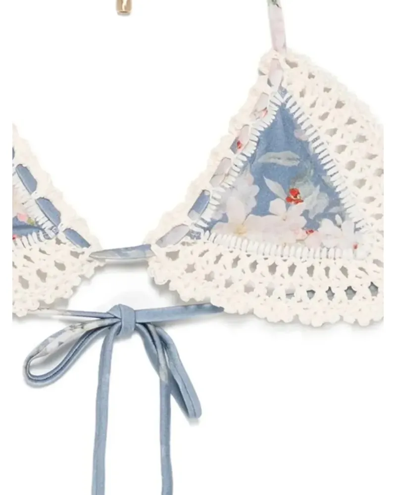 Zimmermann Bikini mit Blumen-Print - Blau Blau