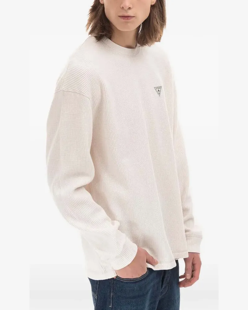 Guess T-Shirt in Waffeloptik mit Logo - Nude Nude