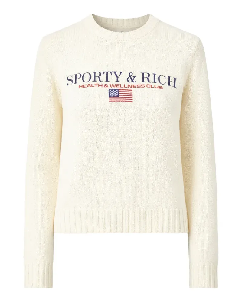 SPORTY & RICH Pullover mit Flaggendetail - Nude Nude