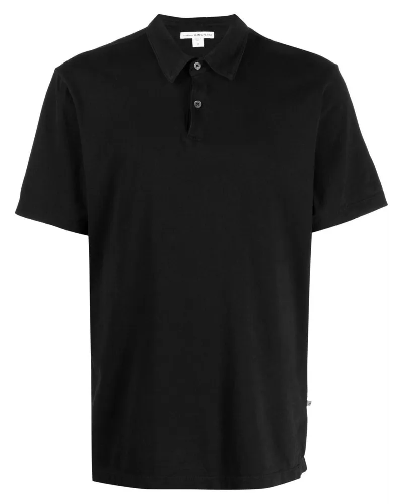 James Perse Jersey-Poloshirt mit Wildlederoptik - Schwarz Schwarz