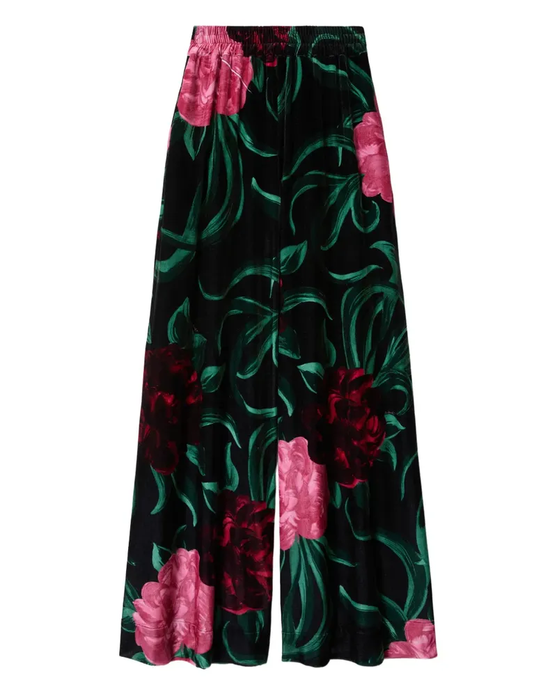 La DoubleJ Palazzohose mit Blumenmuster - Schwarz Schwarz