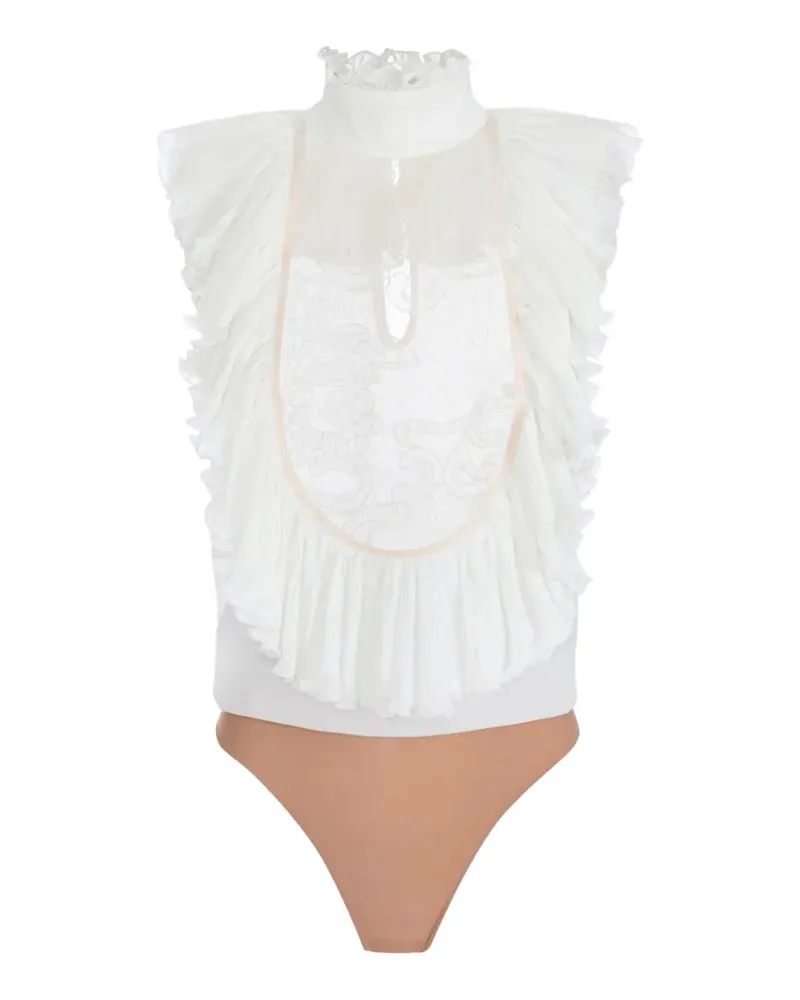 Elisabetta Franchi Body aus Georgette und Spitze - Weiß Weiß
