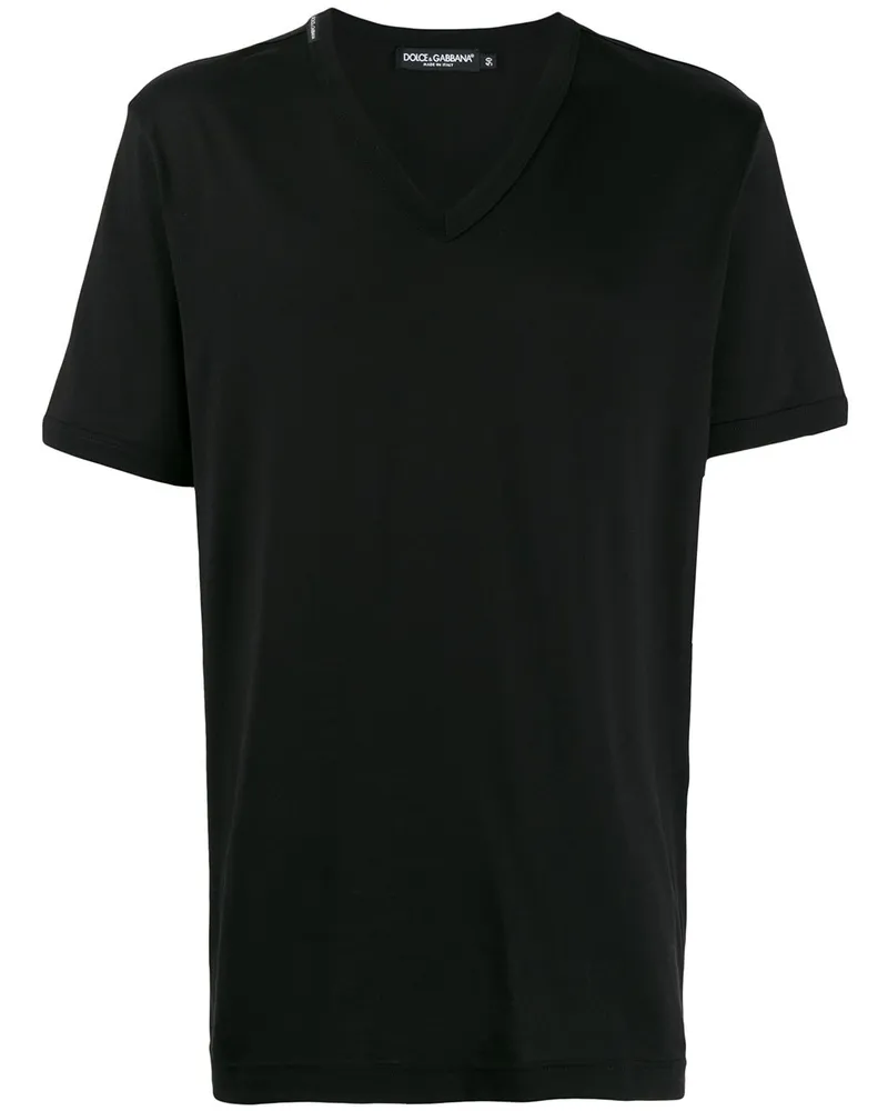 Dolce & Gabbana T-Shirt mit V-Ausschnitt - Schwarz Schwarz