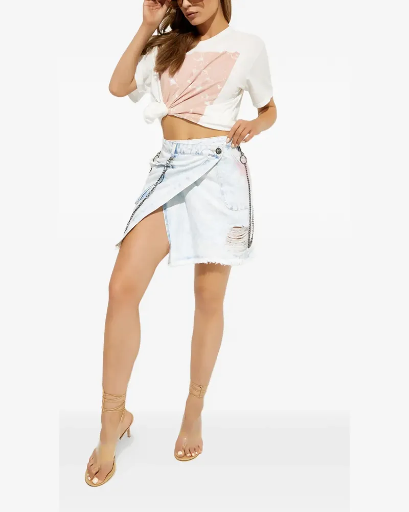 One Teaspoon chain-detail asymmetric mini skirt - Blau Blau