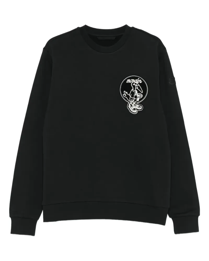 Moncler Sweatshirt mit Logo-Stickerei - Schwarz Schwarz