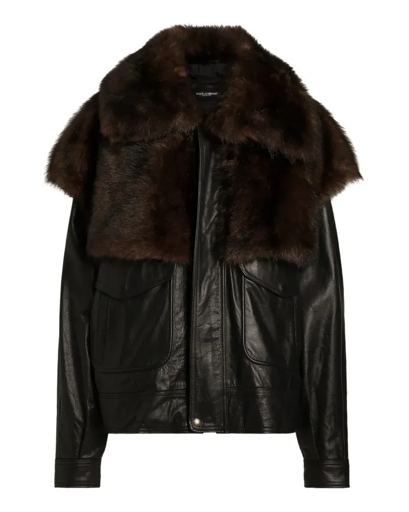 Dolce & Gabbana Klassische Lederjacke - Schwarz Schwarz