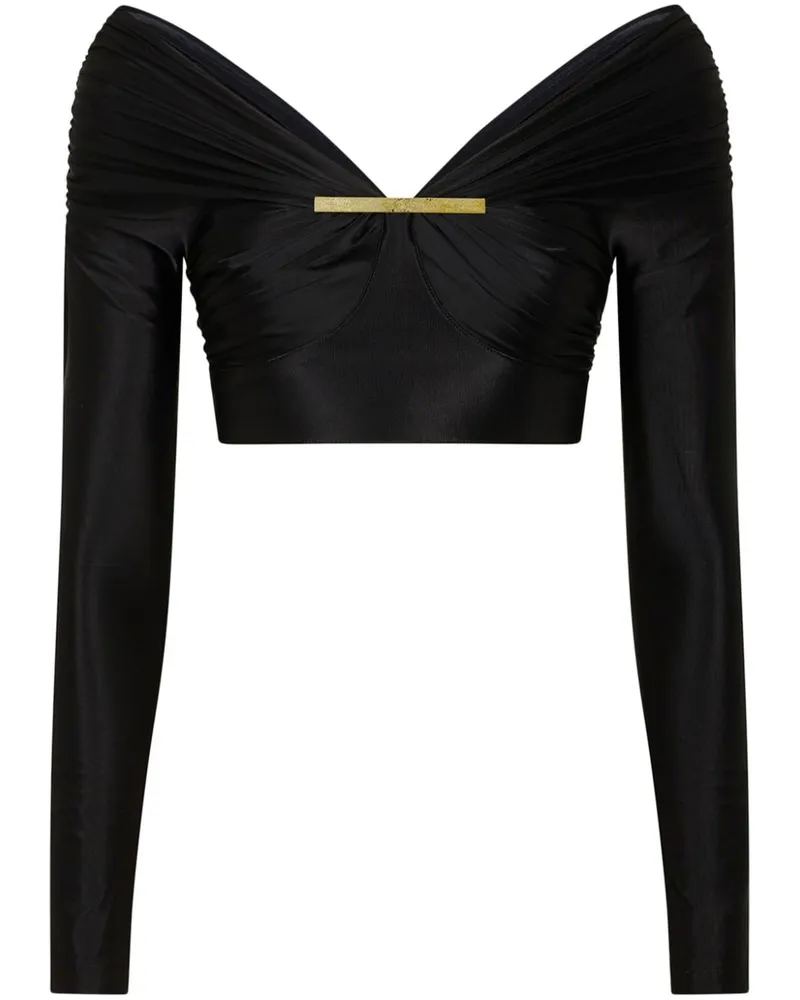 Paco Rabanne Langärmeliges Cropped-Oberteil - Schwarz Schwarz