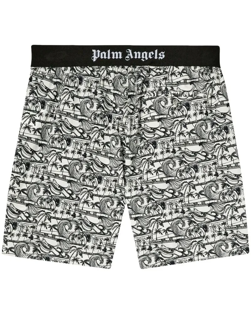 Palm Angels Segelshorts mit Wellen-Print - Weiß Weiß