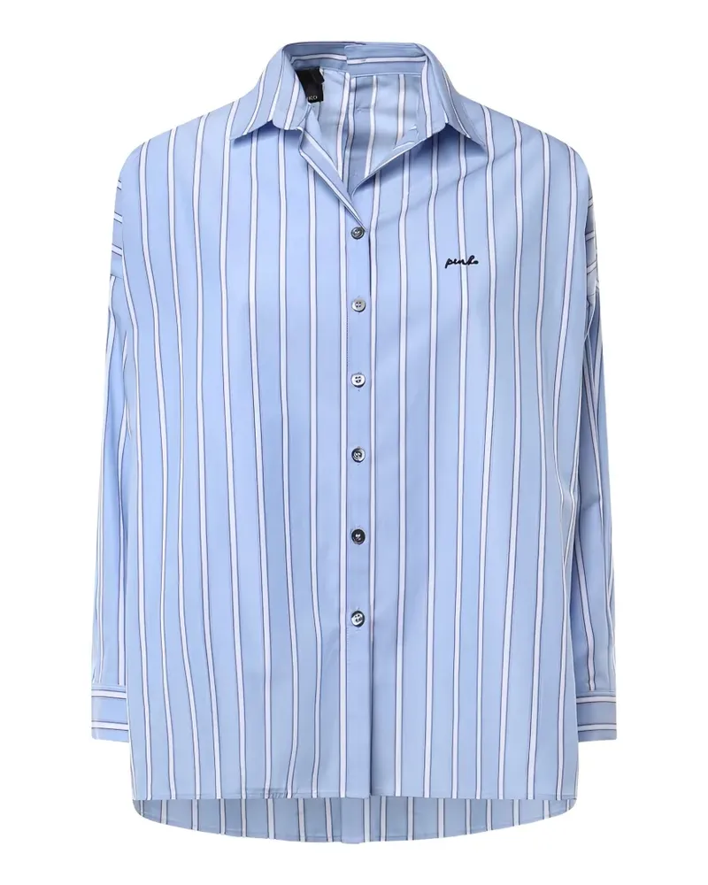 Pinko Gestreiftes Hemd mit Logo-Stickerei - Blau Blau