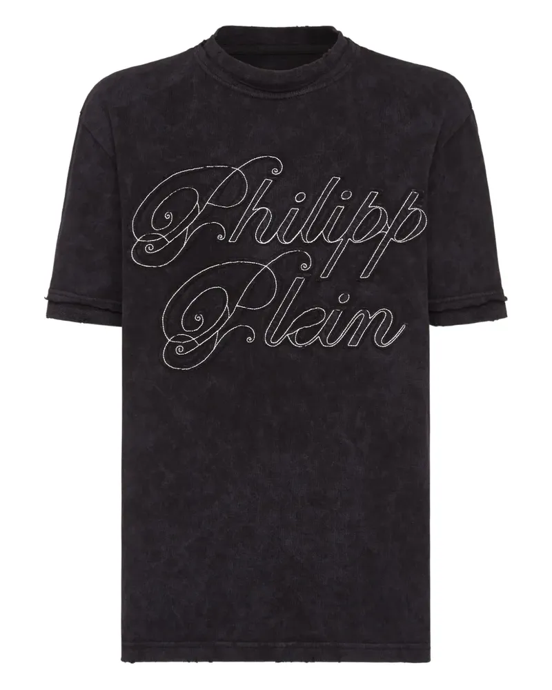 Philipp Plein T-Shirt mit Logo-Stickerei - Schwarz Schwarz