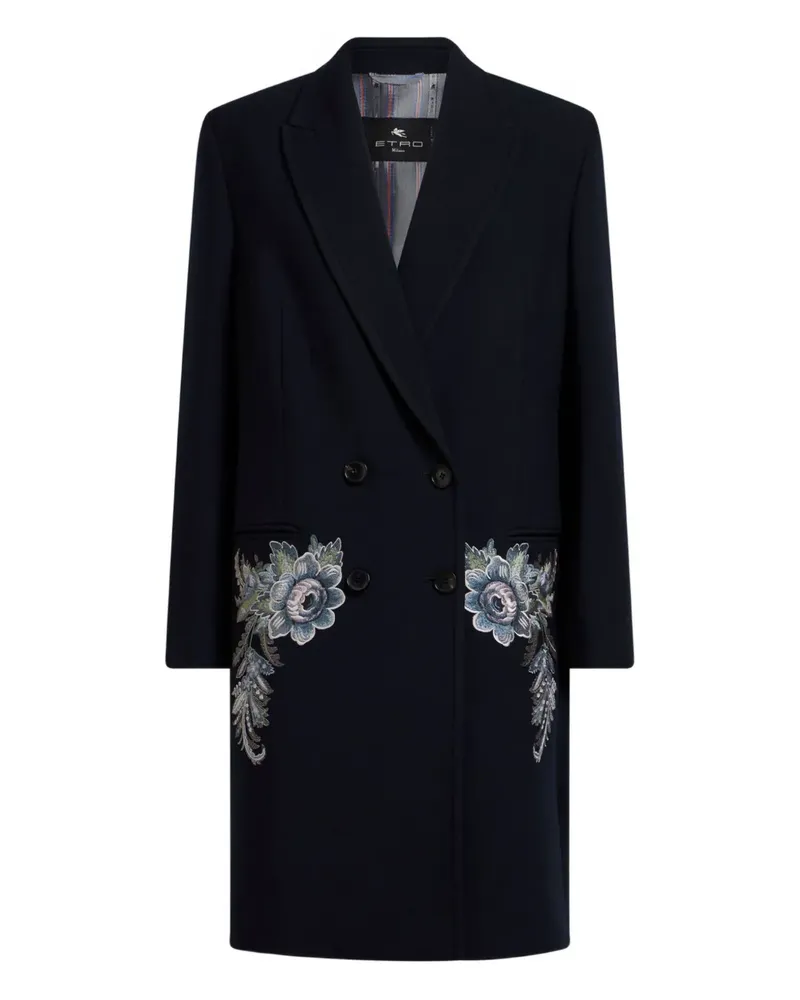 Etro Doppelreihiger Mantel - Blau Blau