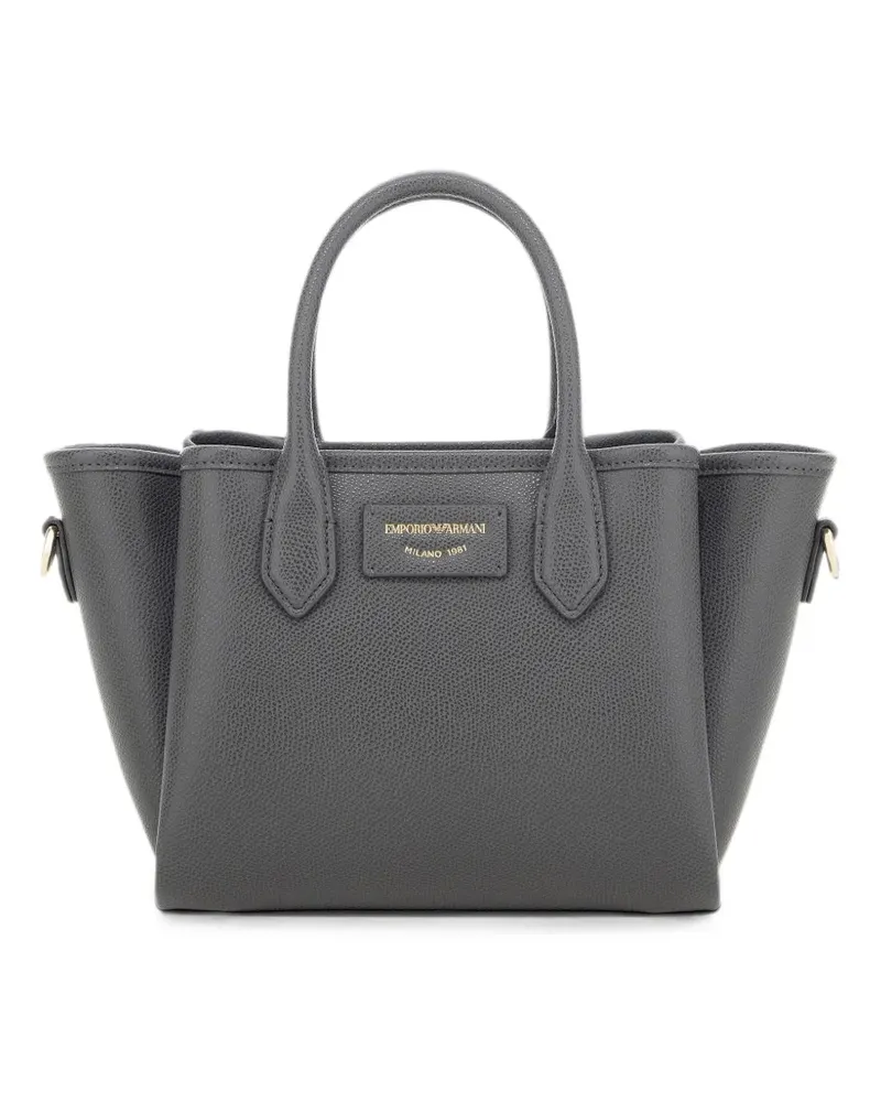Emporio Armani Mittelgroße Tote Bag mit Logo-Schild - Grau Grau