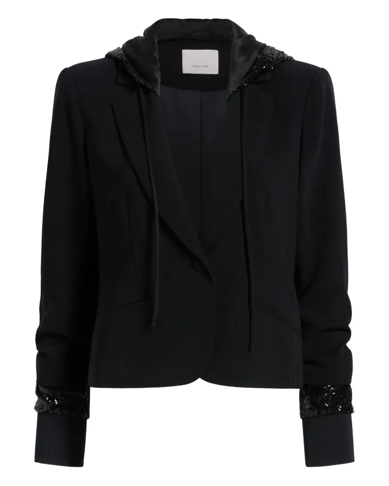 Cinq à Sept Le Petit Khloe Kapuzenjacke mit Pailletten - Schwarz Schwarz