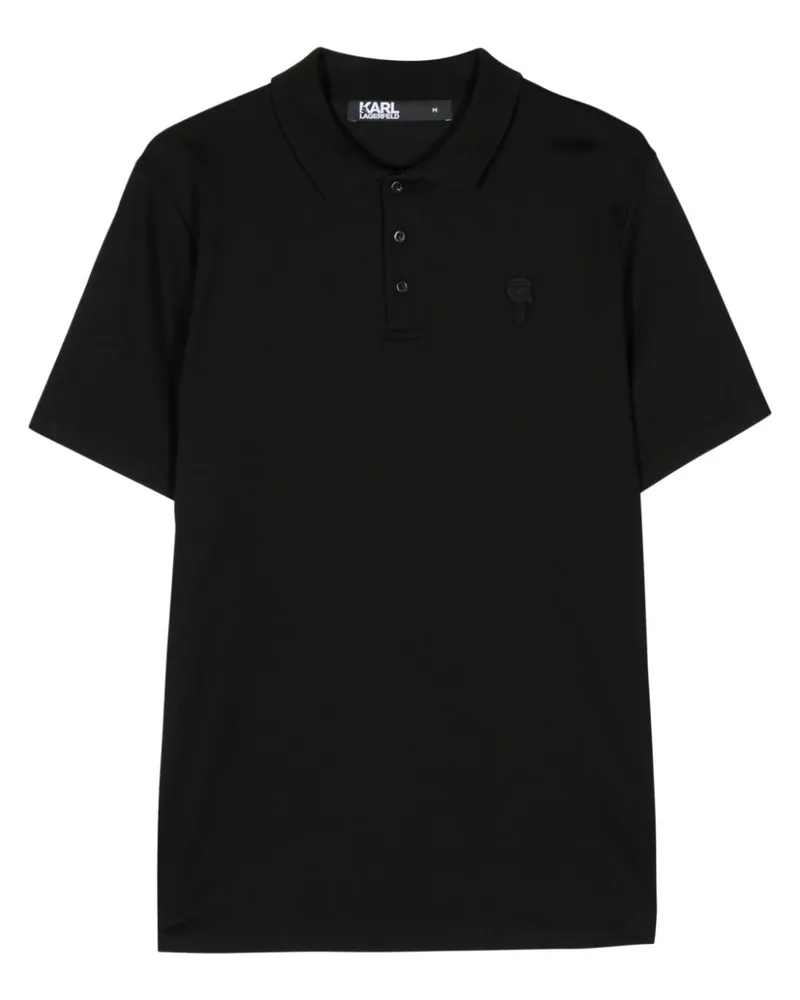 Karl Lagerfeld Poloshirt mit Ikonik Karl-Patch - Schwarz Schwarz
