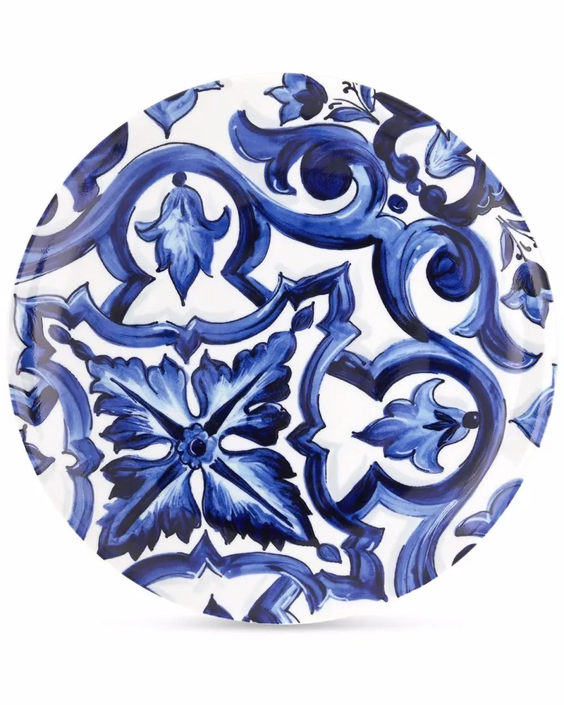 Dolce & Gabbana Teller mit Blu Mediterraneo-Print 31cm - Weiß Weiß