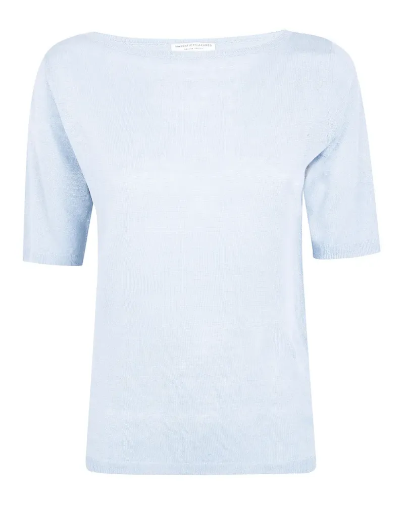 Majestic fine-knit boat-neck t-shirt - Blau Blau
