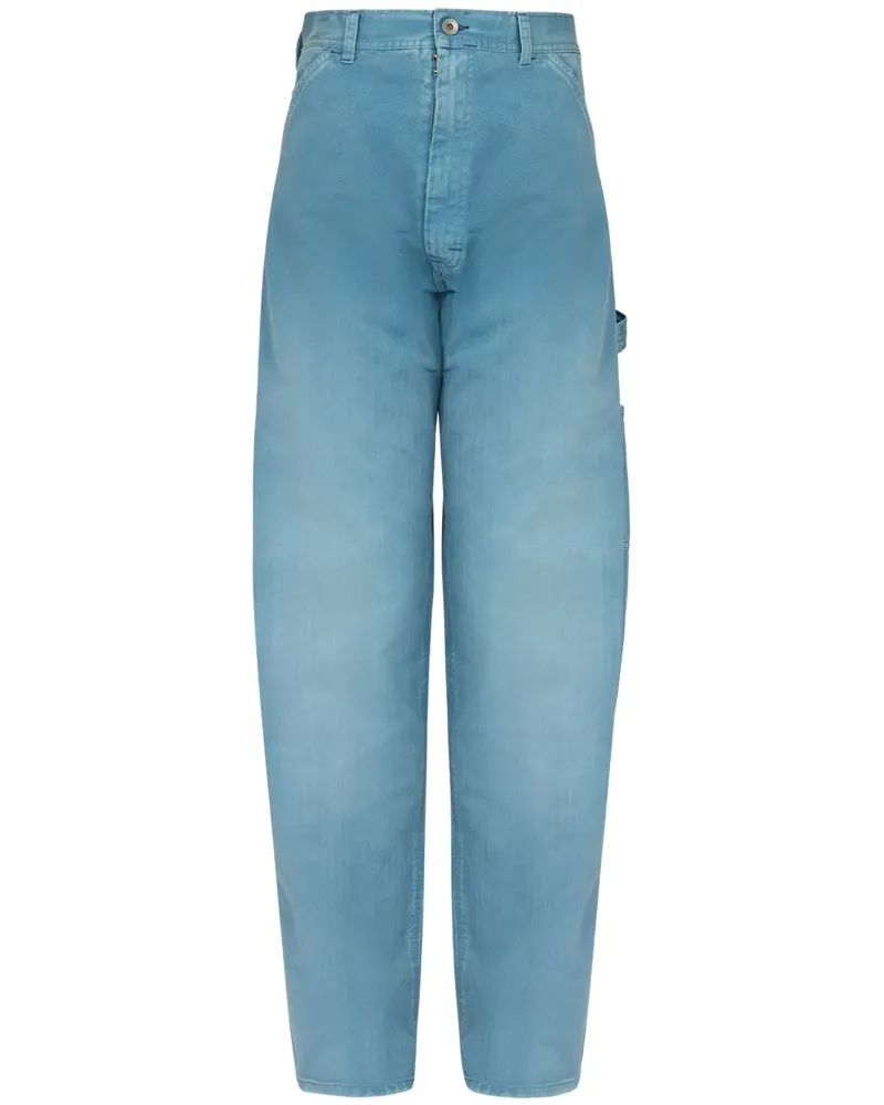 Maison Margiela Weite Baggy-Jeans mit Logo-Stickerei - Blau Blau