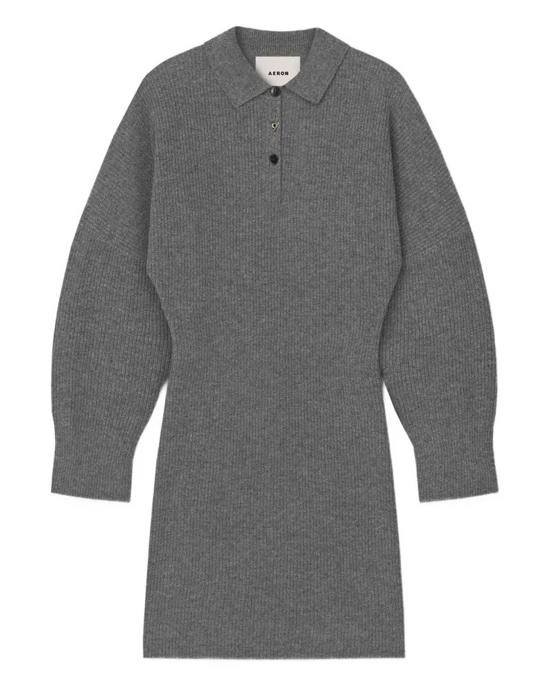 AERON Geripptes Minikleid mit Polokragen - Grau Grau