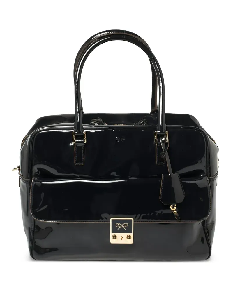 Anya Hindmarch Satchel-Tasche aus Lackleder - Blau Blau