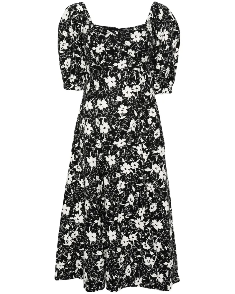 Ralph Lauren Midikleid mit Blumen-Print - Schwarz Schwarz