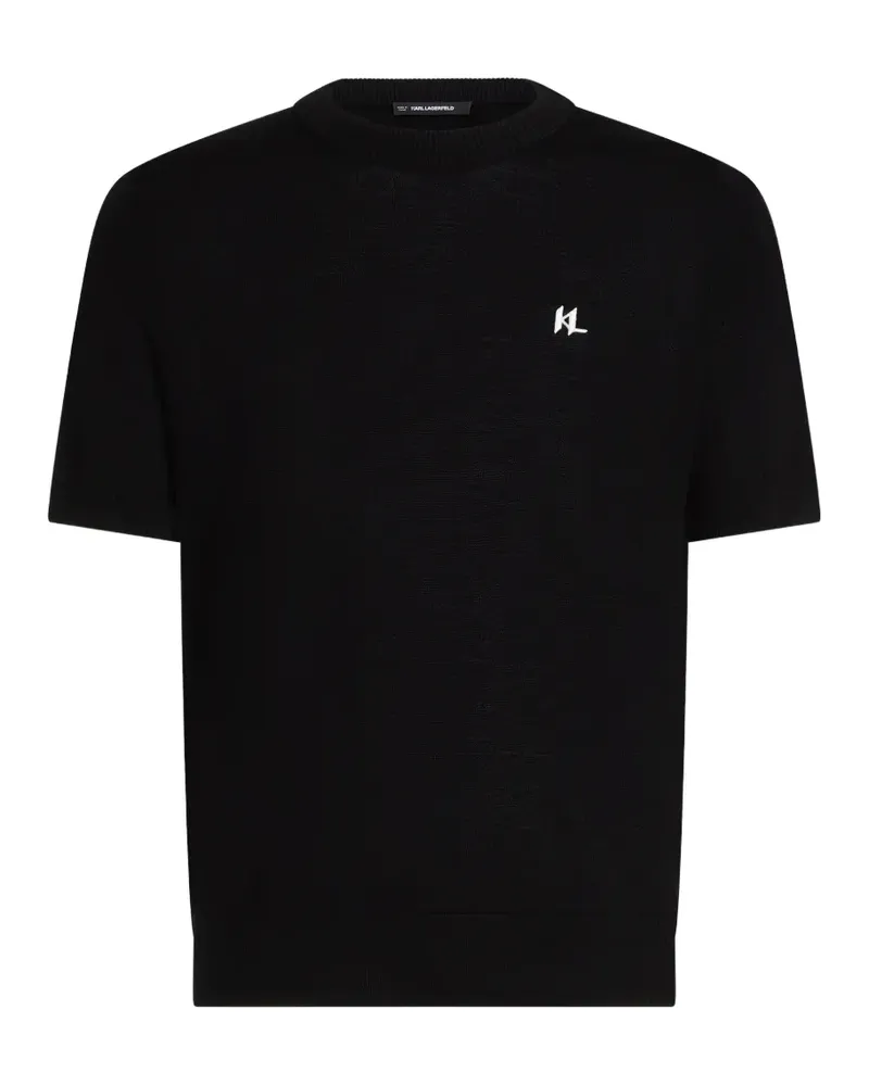 Karl Lagerfeld logo-embroidered T-shirt - Schwarz Schwarz