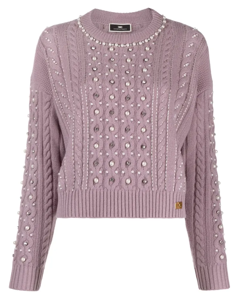 Elisabetta Franchi Pullover mit Zopfmuster - Violett Violett