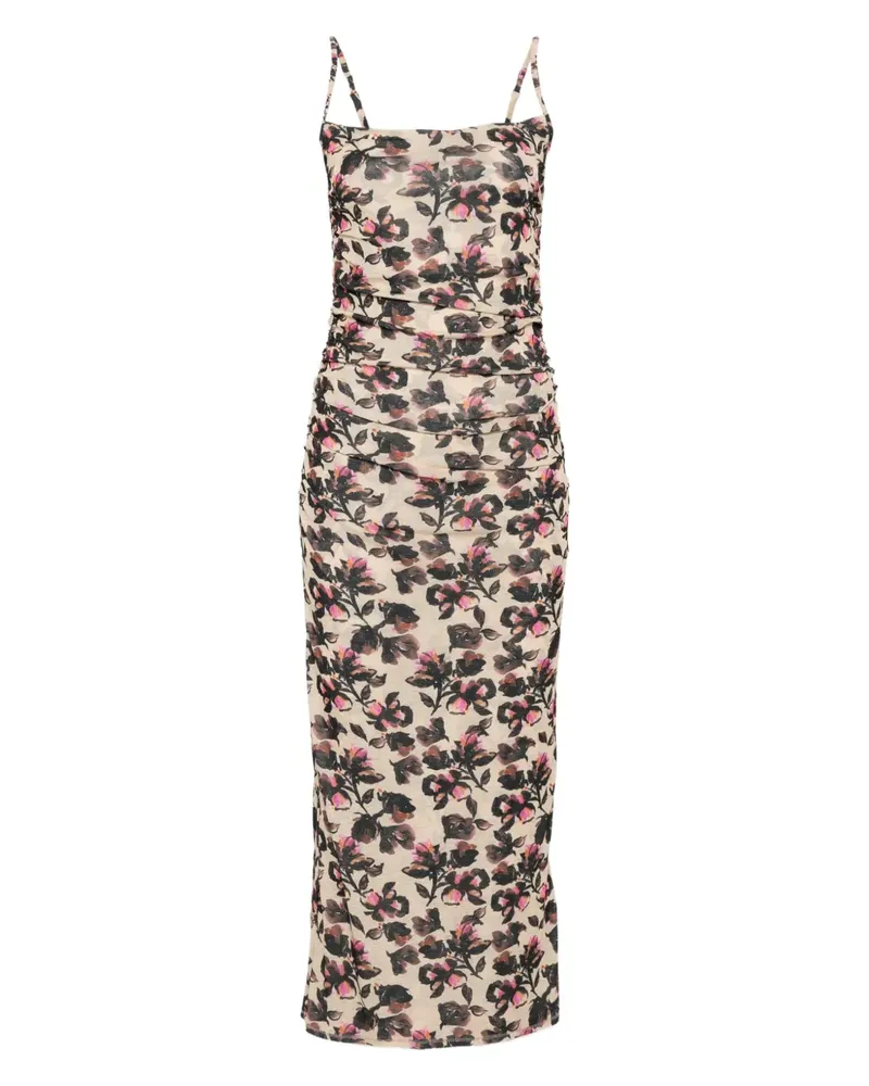 Nanushka Gerafftes Kleid mit Blumen-Print - Nude Nude