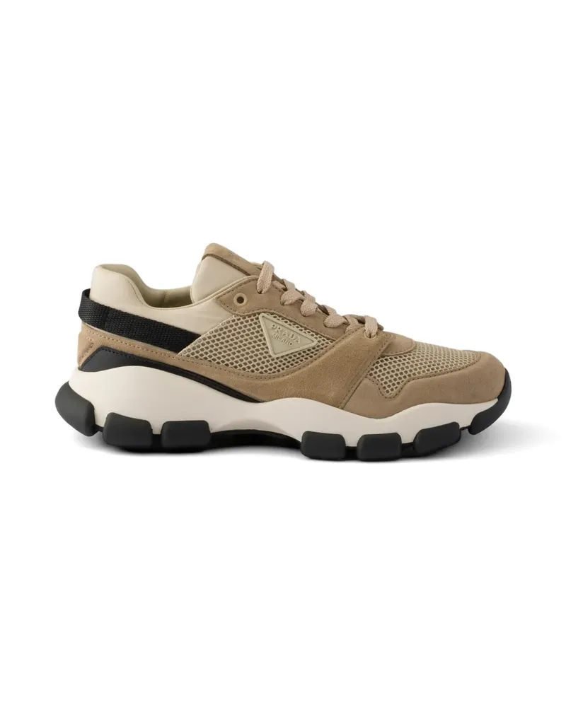 Prada mesh fabric and suede sneakers - Nude Nude
