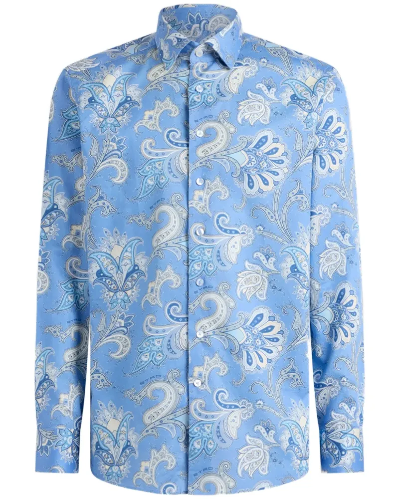 Etro Maxi Flower Paisley Hemd - Blau Blau