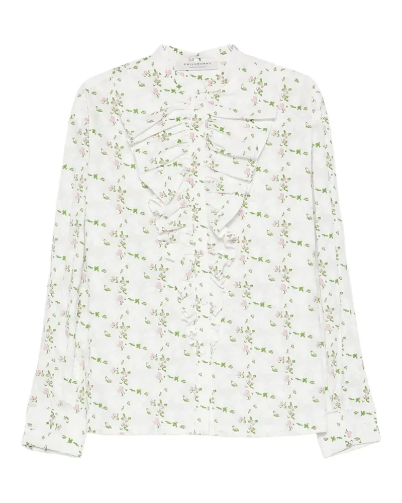 Philosophy Di Lorenzo Serafini floral-print ruffled shirt - Weiß Weiß