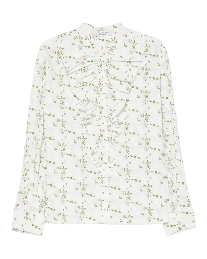 Philosophy Di Lorenzo Serafini floral-print ruffled shirt - Weiß Weiß
