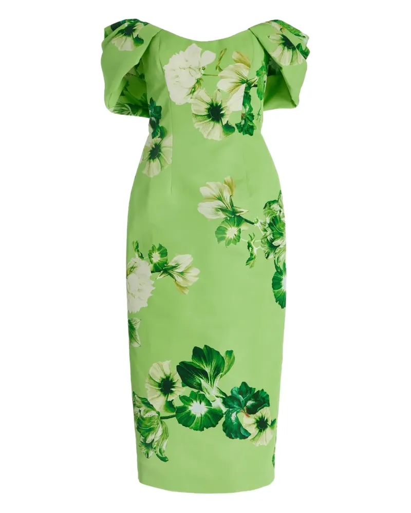 Monique Lhuillier floral-print midi dress - Grün Grün