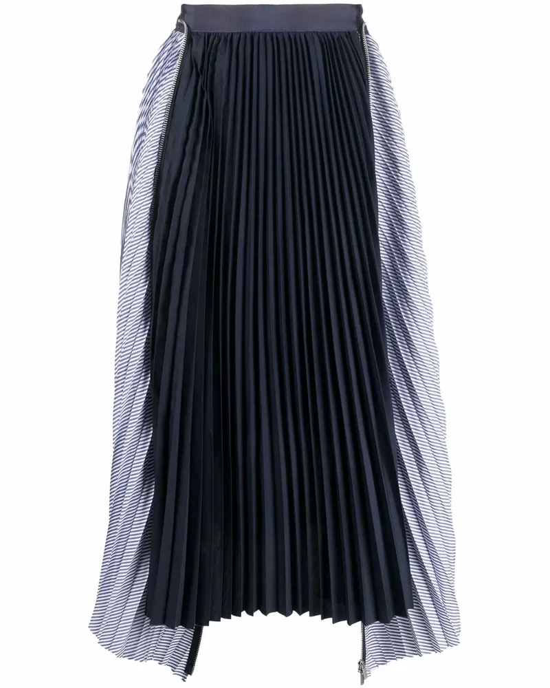 Sacai Faltenrock mit hohem Bund - Blau Blau